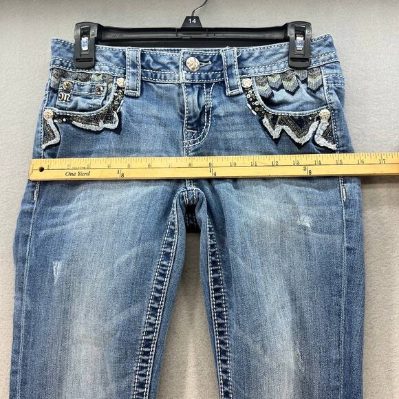 Miss Me Jeans Women's Size 26 (2) Signature Skinny Southwestern Feather Bling - Picture 4 of 16